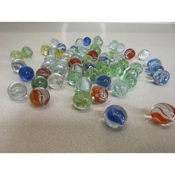 Vintage Style Glass Marbles Bulk Lot Cats Eye Swirl Mixed Colors 60+ Pieces - Picture 5 of 5